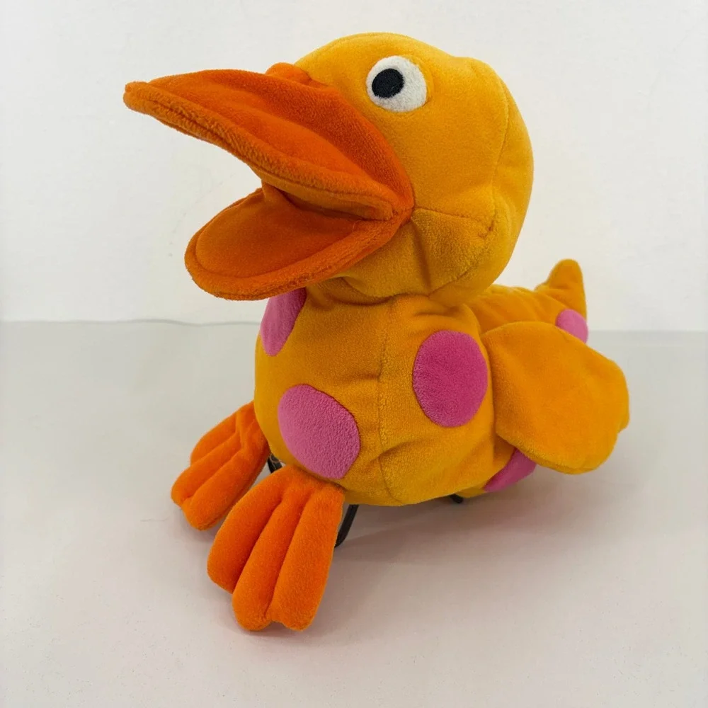 Gymboree Orange Pink Polka Dot Duck Plush Hand Puppet Vintage Toy Y2K